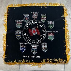 Moose Jaw Sask, Provincial Coats of Arms Throw Pillow Cover or Wall Tapestry